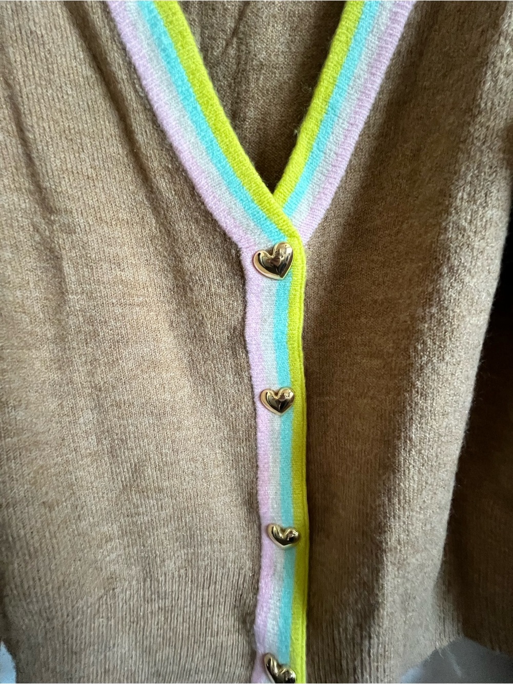 crown & ivy Camel Cardigan with Pastel Trim - Picture 2 of 6